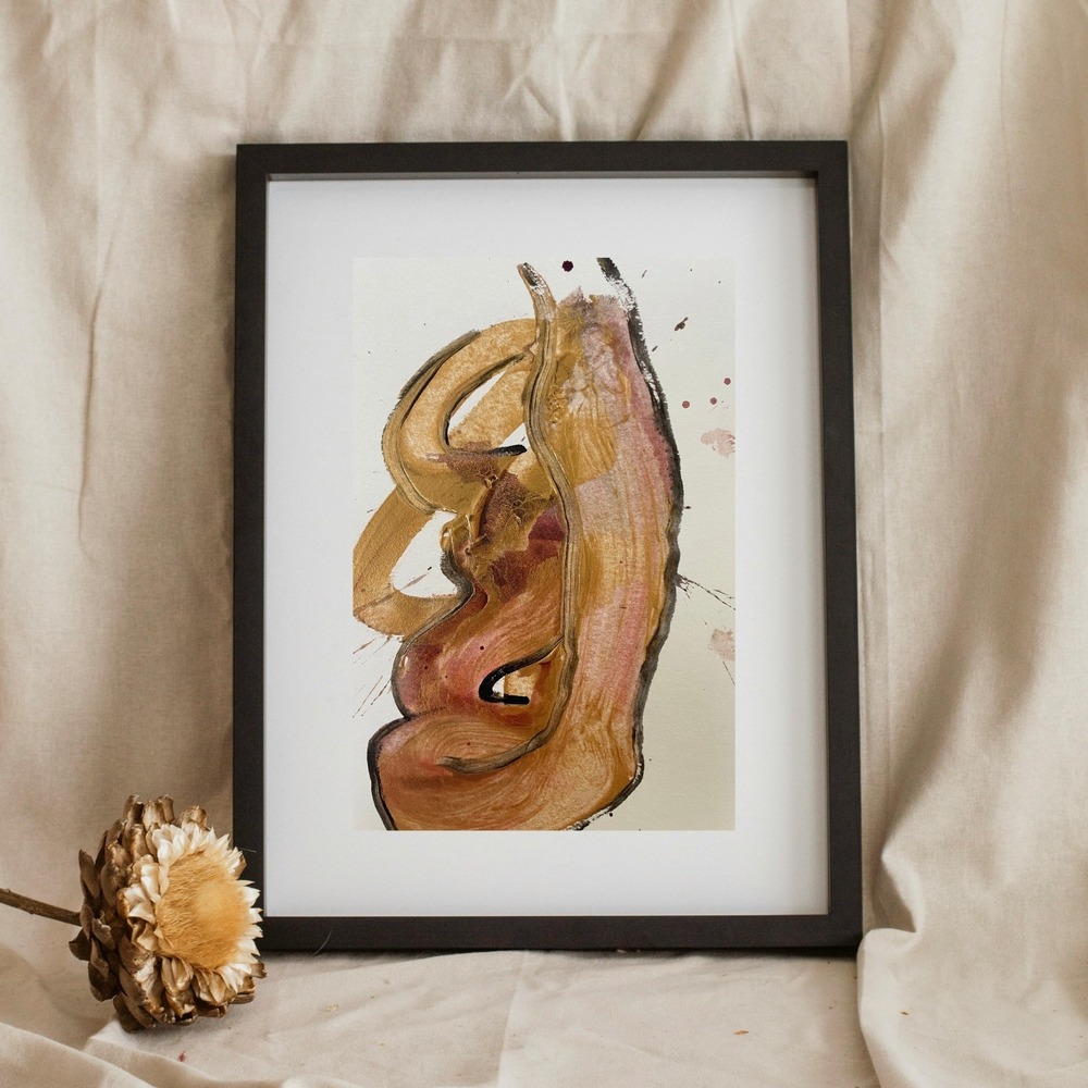 OMAN Original Abstract Expressionist Painting 5.5x8.5 Mixed Media Modern Art